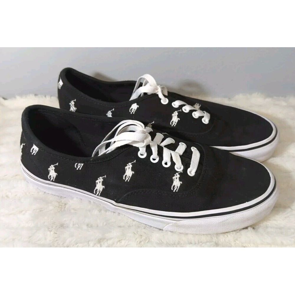 Polo Ralph Lauren Men's Keaton‎ Allover Polo Pony Sneakers, Black size 10